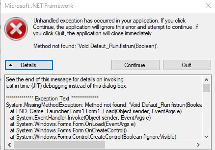bị lỗi Microsoft .NET Framework "Unhandled exception has occured..." bị lỗi Microsoft .NET Framework "Unhandled exception has occured..."