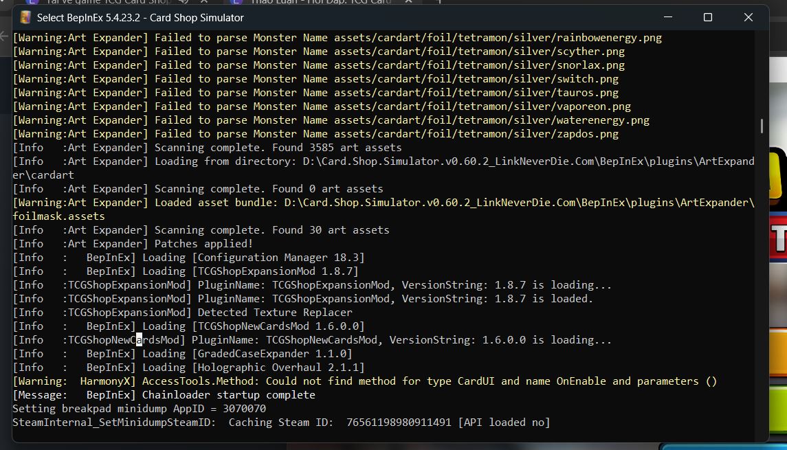 Em bị lỗi mod game TCG Card Shop Simulator