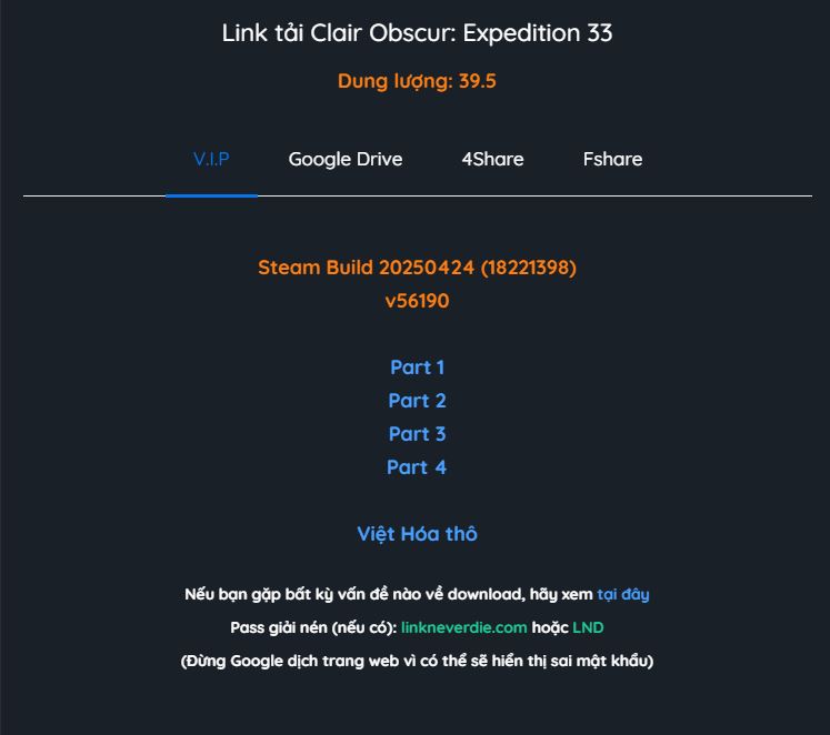 Link tải game Clair Obscur: Expedition 33 gặp lỗi 404