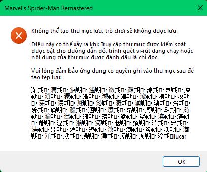 Báo lỗi không thể tạo được thư mục lưu game (save game location) Báo lỗi không thể tạo được thư mục lưu game (save game location)