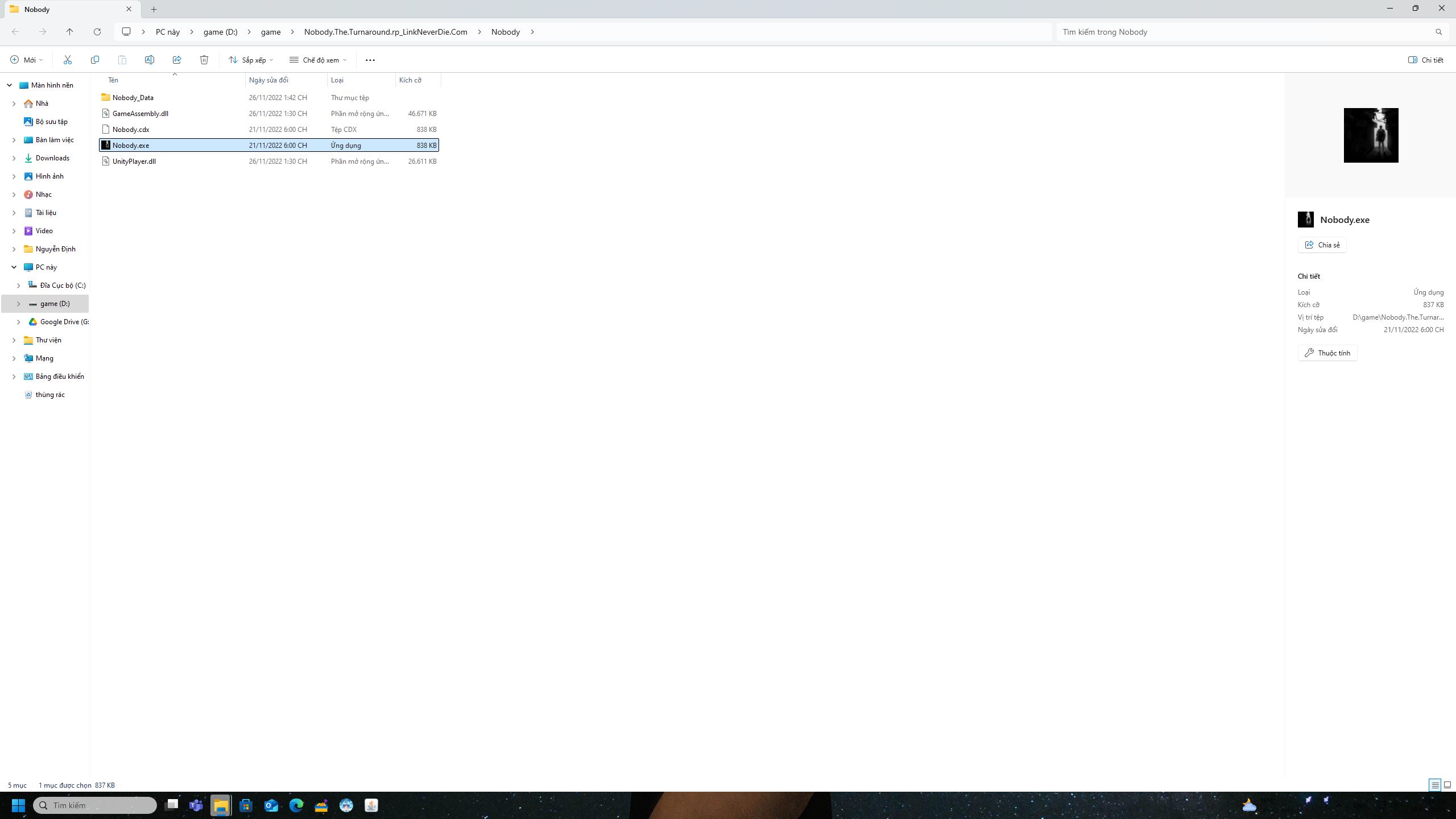 nobody the turnaround lỗi internal error 0x6: sytem error !