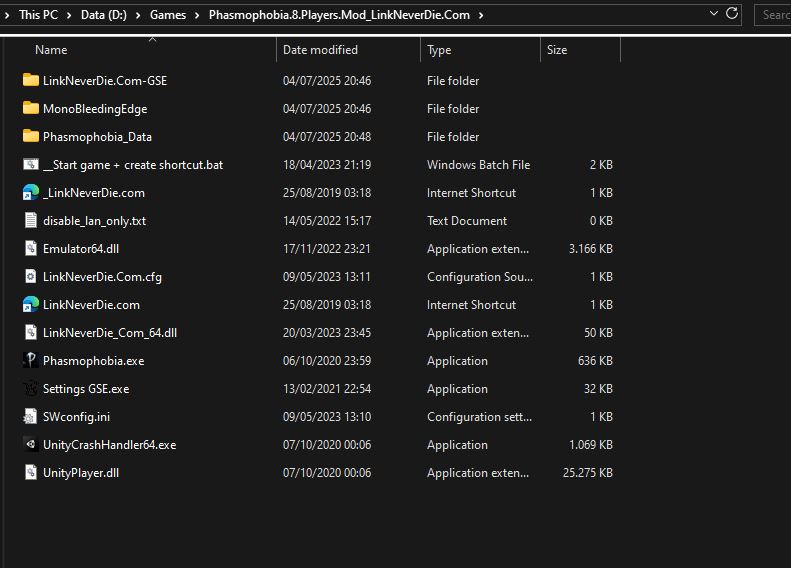 Thiếu file _Phasmophobia - LND Game Launcher để có thể lấy code