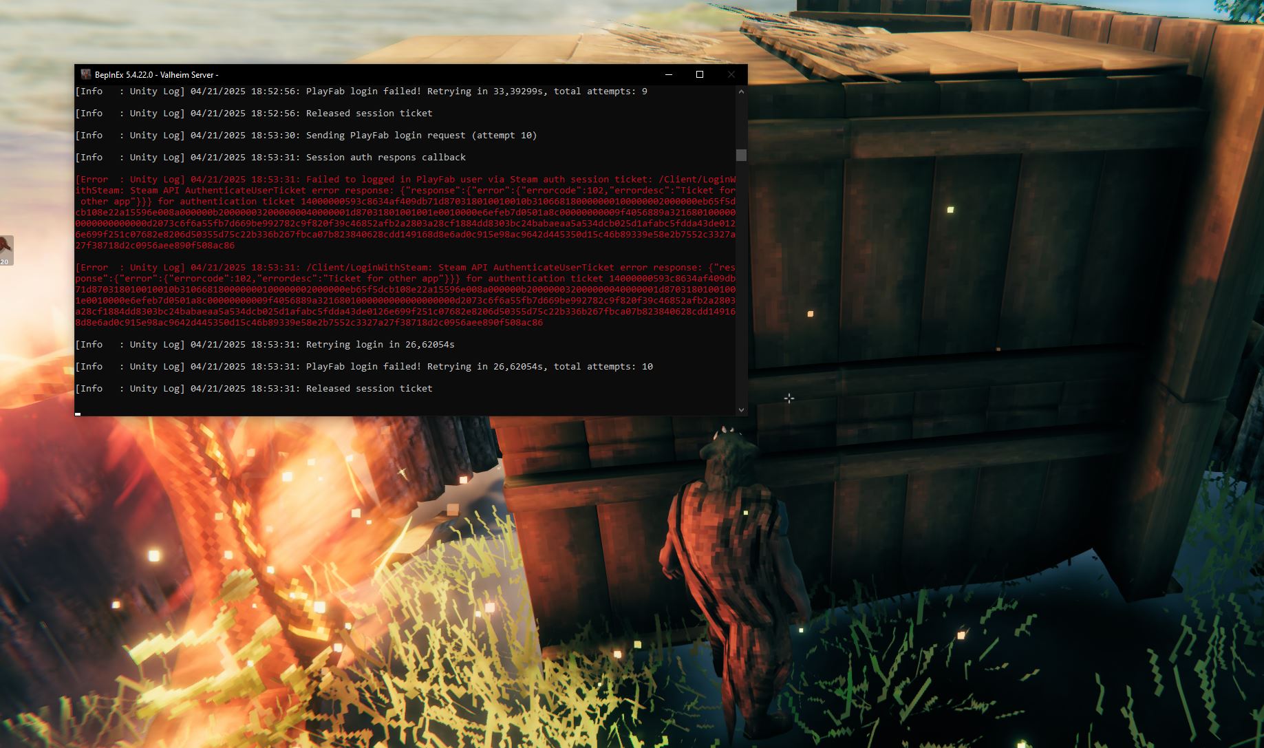 Lỗi khi chơi valheim mod online qua steam với bạn bè, được 1 lúc thì đơ và out game 