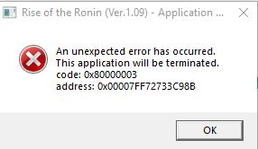 Rise of the ronin lỗi 