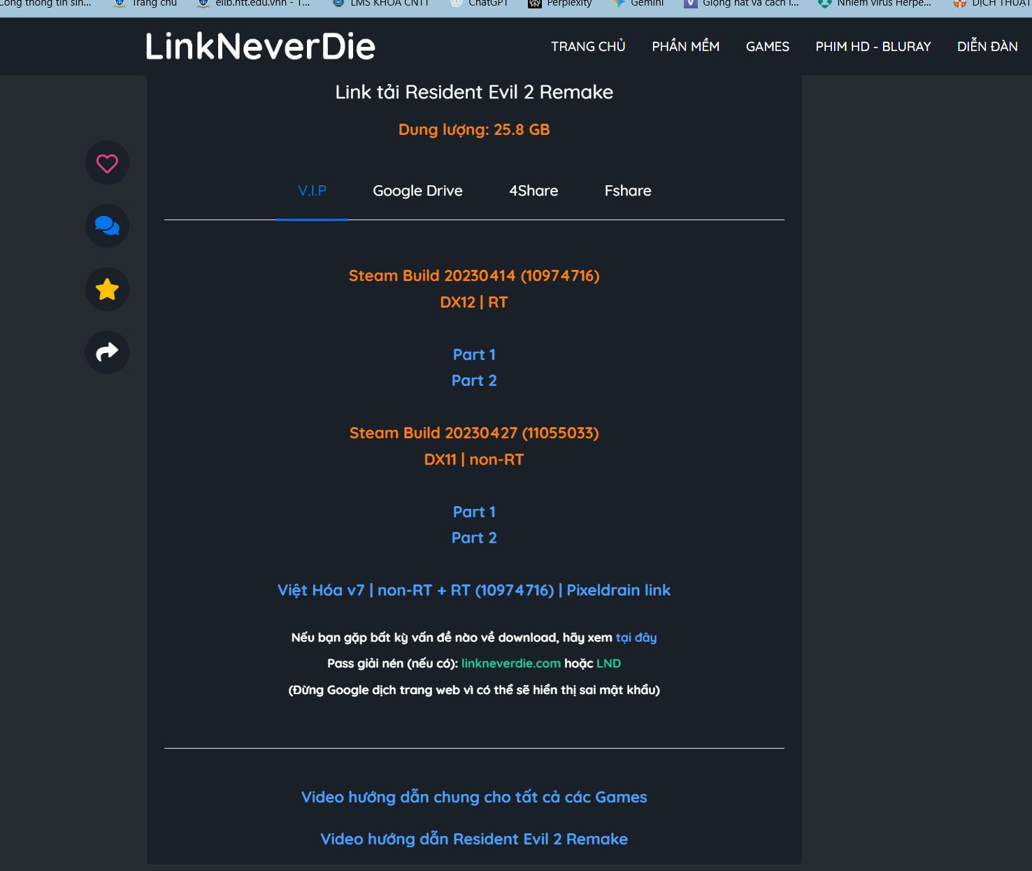 Link tải Resident Evil 2 Remake RT bị lỗi Link tải Resident Evil 2 Remake RT bị lỗi