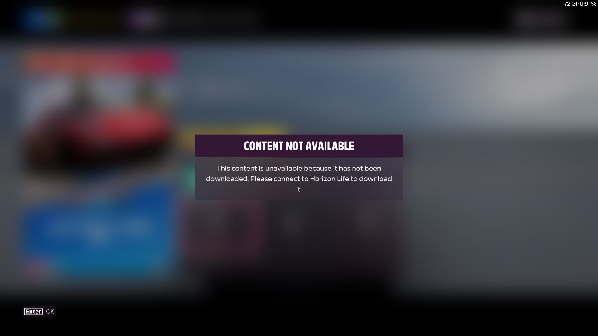 Lỗi không tải được tài nguyên trong forza horizon 5