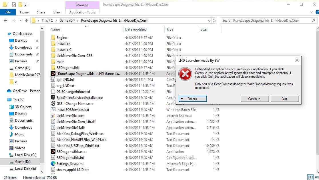 Lỗi mở launcher LND