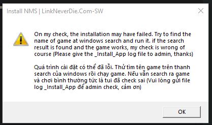 Lỗi khi cài Install App