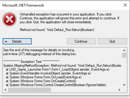 Lỗi khi mở LND launcher 