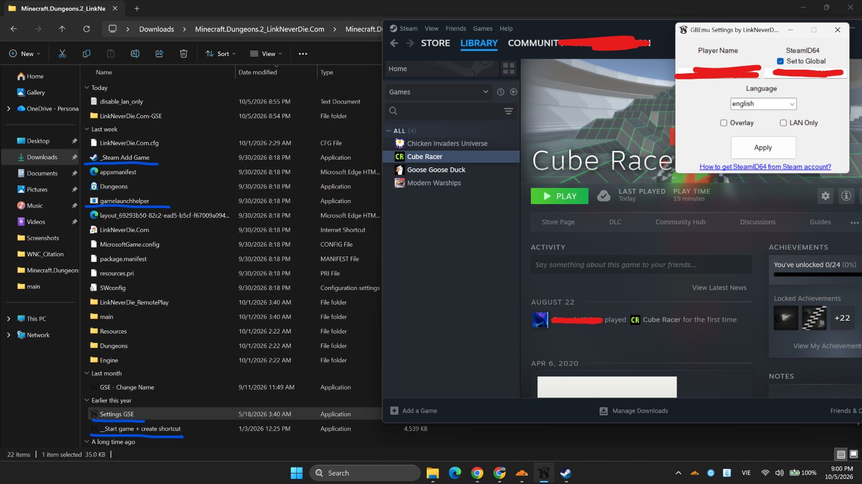Lỗi online Minecraft dungeon II