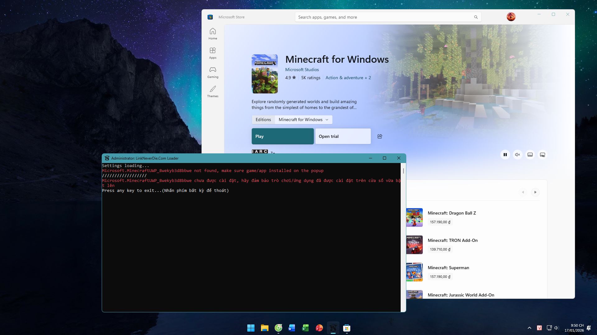 Không unlock được game Minecraft