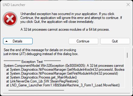 Lỗi khi mở LND Launcher Lỗi khi mở LND Launcher