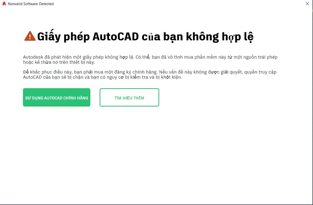 AutoCAD giấy phép không hợp lệ