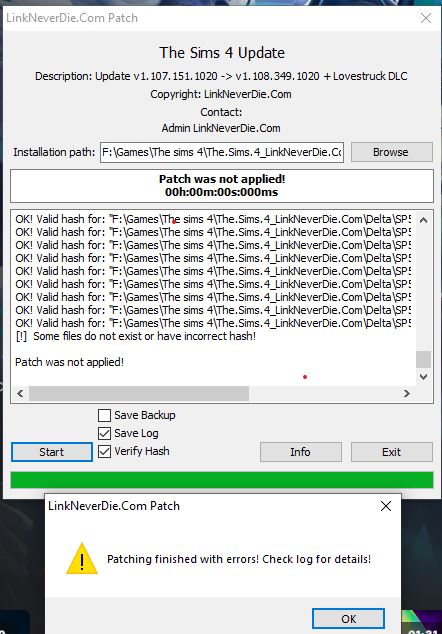 Lỗi update patch finished with error the sims 4