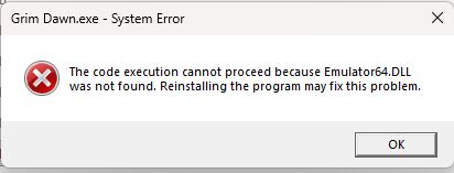 Grim Dawn lỗi khởi động a 32 bit processes cannot access modules of a 64 bit process Grim Dawn lỗi khởi động a 32 bit processes cannot access modules of a 64 bit process