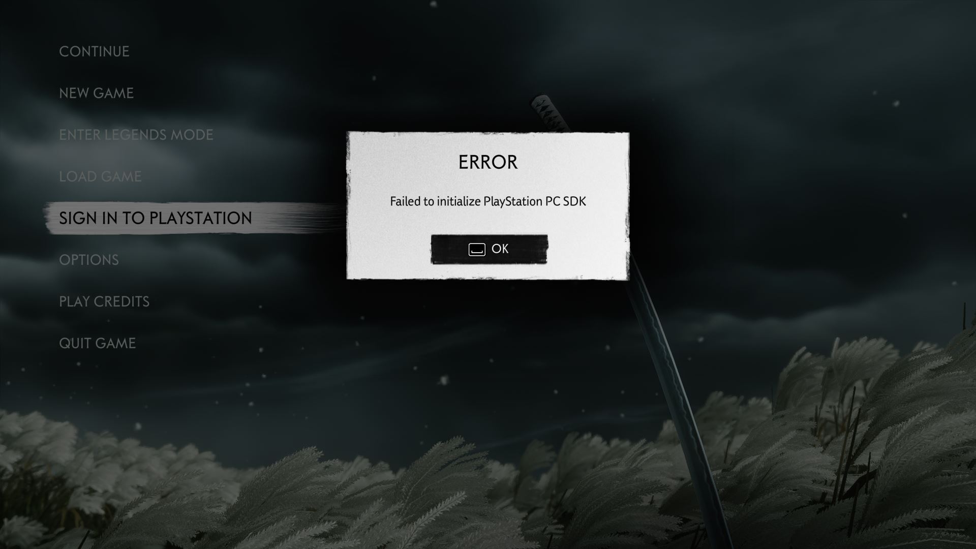 Failed to initialize playstation pc sdk | Ghost of Tsushima