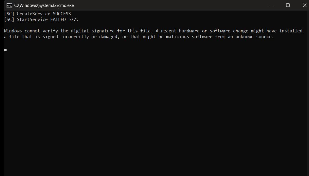 Lỗi StartService FAILED 577