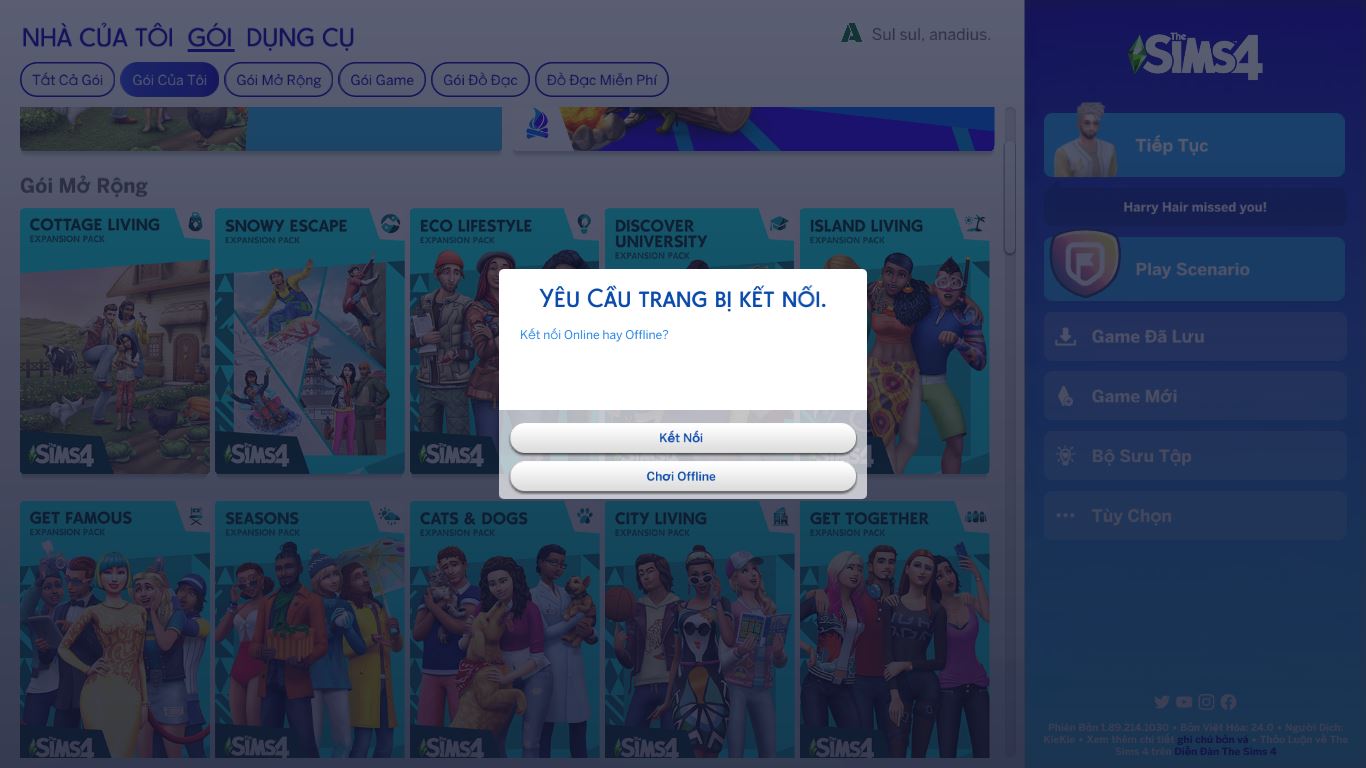 Em không chơi dc dlc ở the sims 4 ạ nó bắt yêu cầu kết nối mạng ai giúp e vớii