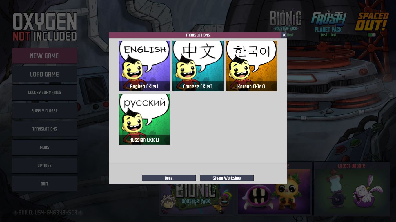 Lỗi tải mod trong oxygen not included