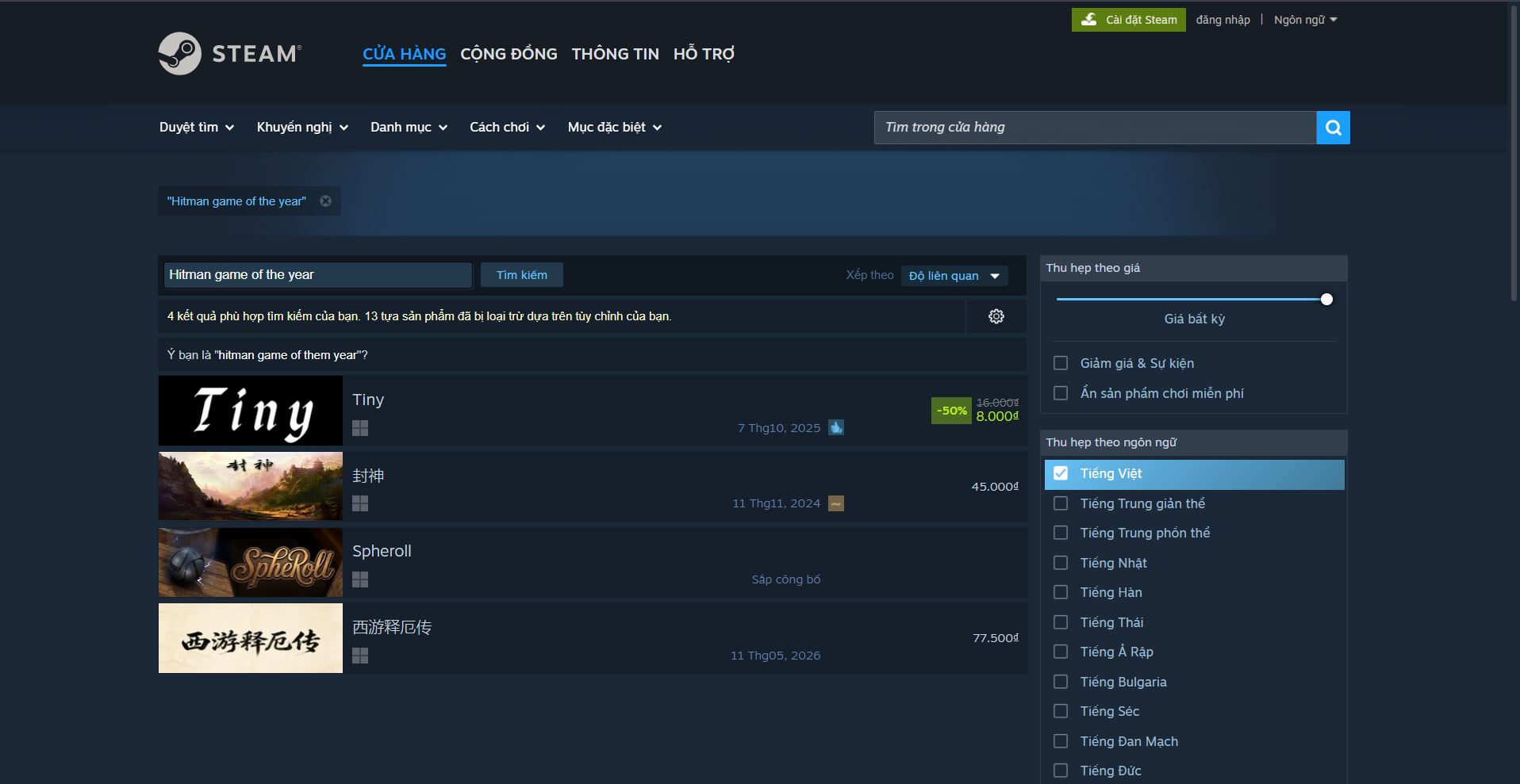em muốn hỏi về game hitman game of the year ạ em muốn hỏi về game hitman game of the year ạ