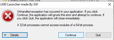 Lỗi 32bit processes cannot access modules of a 64 bit process khi máy đang 64 bit