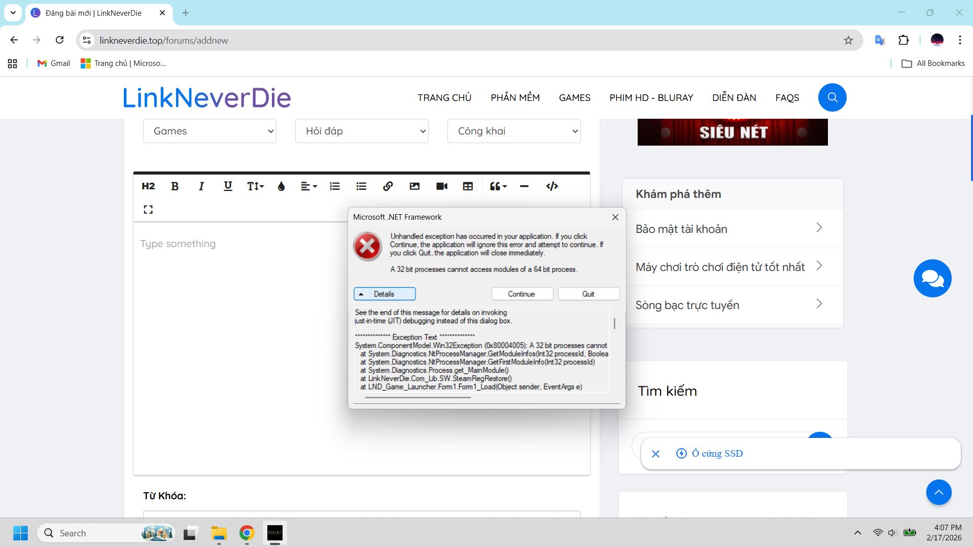 [Sekiro: Shadows Die Twice]: lỗi .NET Framework