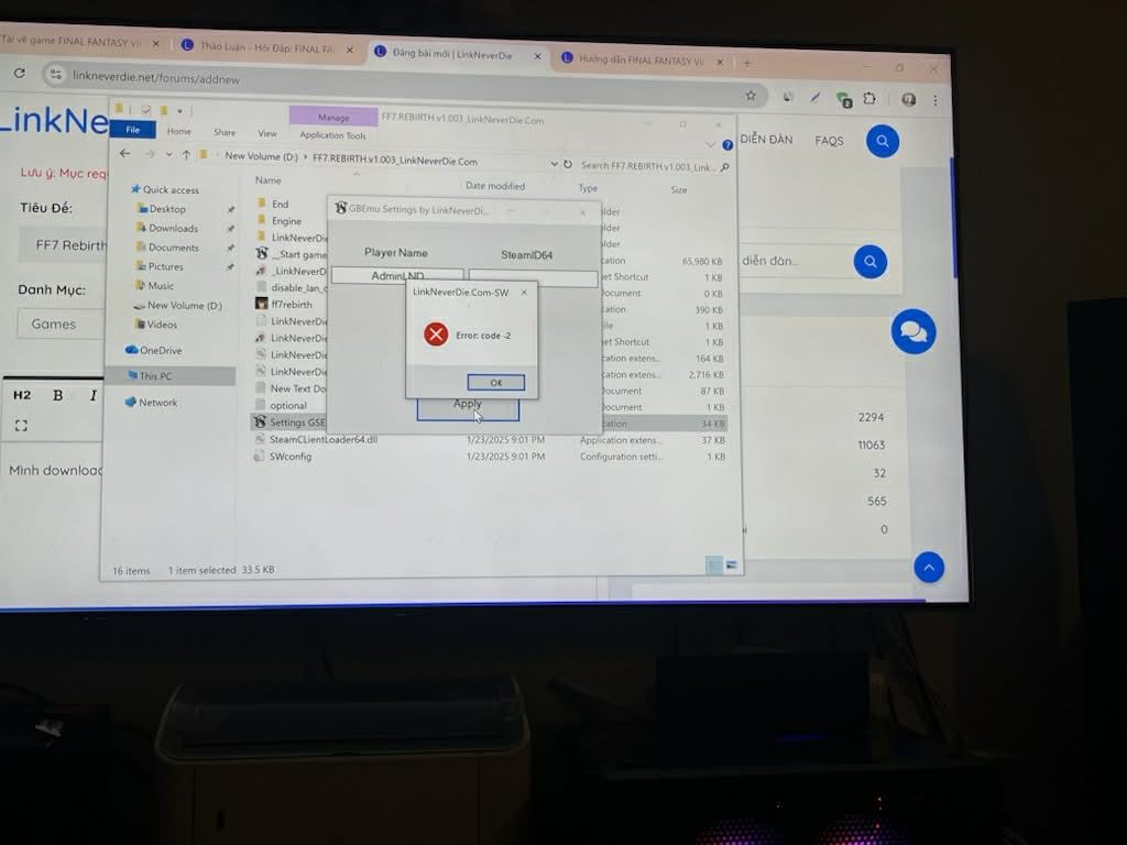 Final Fantasy 7 Rebirth không mở lên được