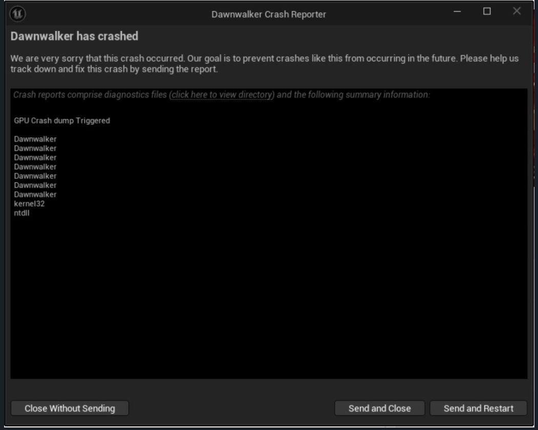 Dawnwalker liên tục crash Dawnwalker liên tục crash