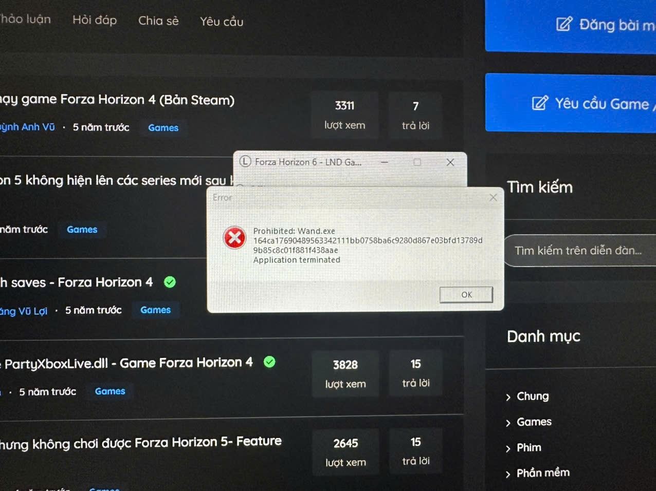 Lỗi update forza horizon 6