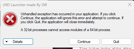 Lỗi Motor Town: Behind The Wheel này fix sao ạ, "a 32 bit processes cannot access modules of a 64 bit process." Lỗi Motor Town: Behind The Wheel này fix sao ạ, "a 32 bit processes cannot access modules of a 64 bit process."