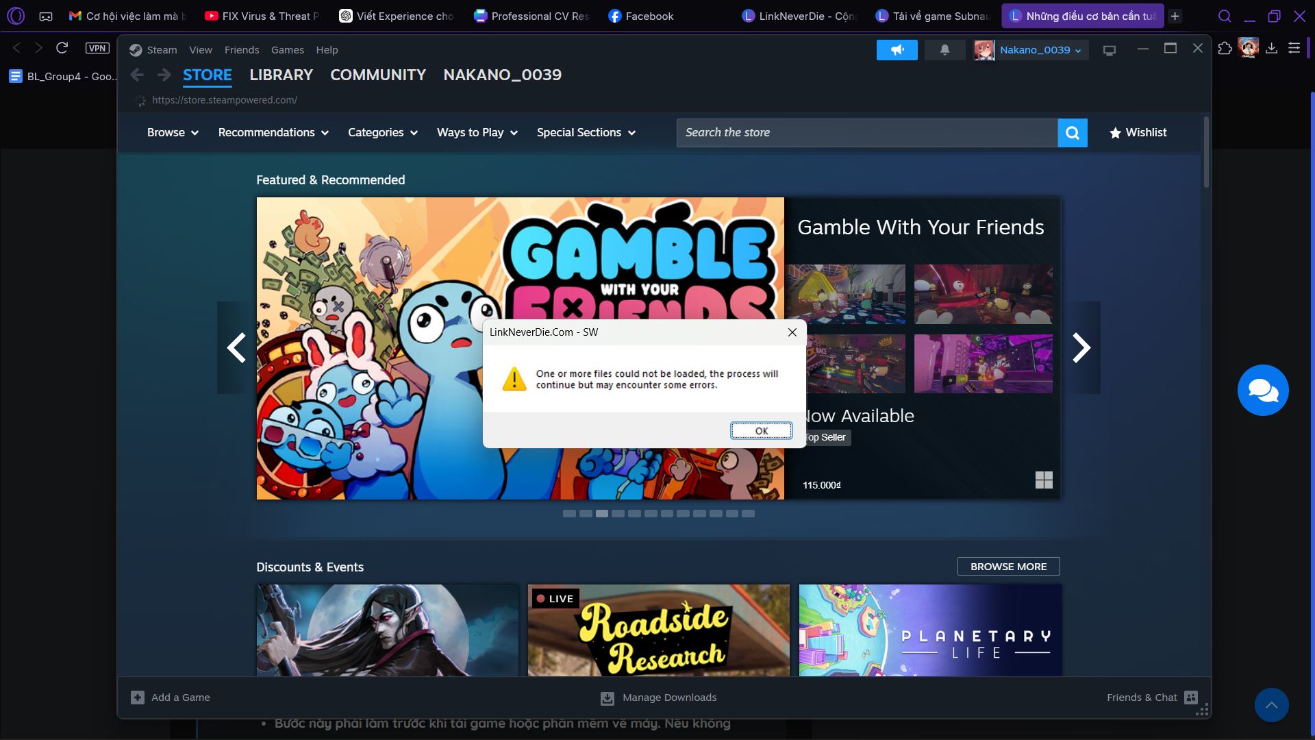 Mình bấm vào game thì nó hiện như thế này ạ Mình bấm vào game thì nó hiện như thế này ạ
