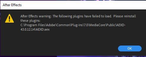 [ lỗi] couldn't find main entry point AEXD.aex (48 :: 72) trong after efects sau khi cài đặt?