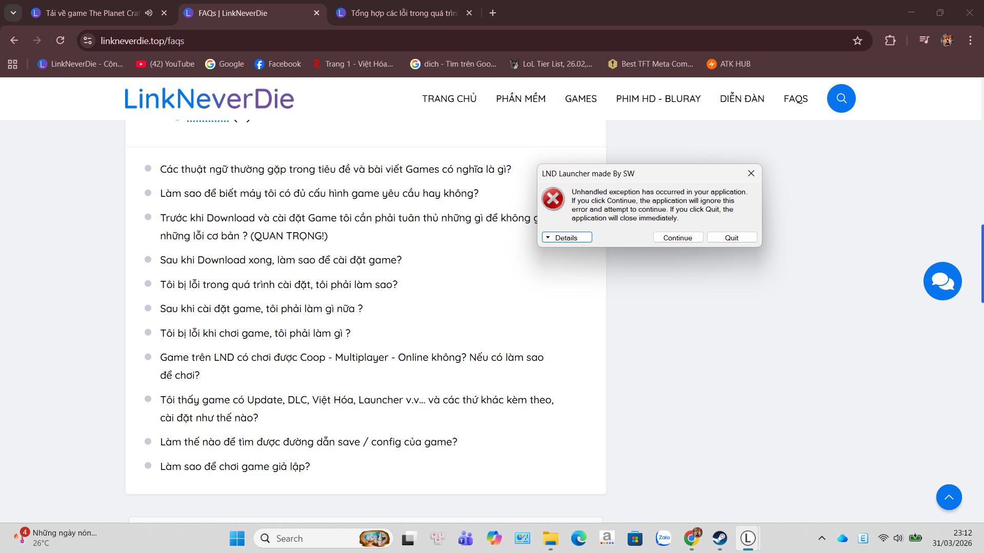 Lỗi Planet Craft. Mọi người giúp với ạ. Khi vào bị hiện lên lỗi này