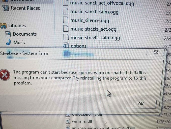 Lỗi thiếu dll Rabbit and Steel