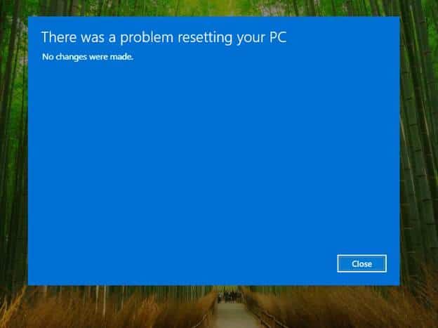 There was a problem resetting your PC