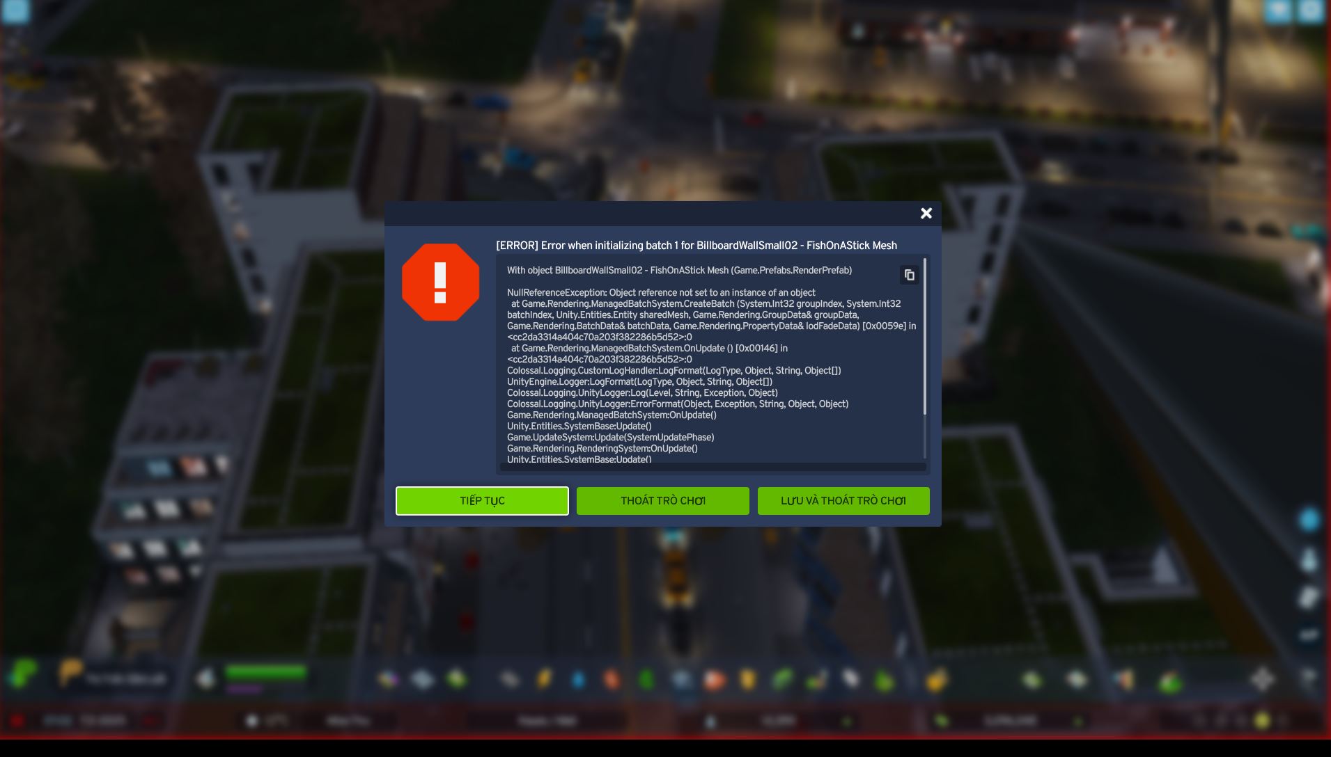 Lỗi bug game cities skyline