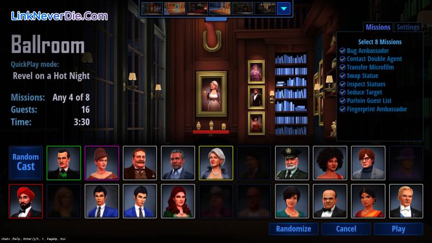 Hình ảnh trong game SpyParty (screenshot)