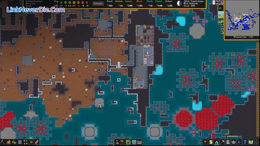 Hình ảnh trong game Dwarf Fortress (screenshot)